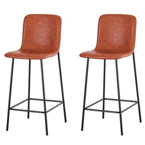 7 Kit 2 Banquetas Altas Celeste Rivatti 98cm -Altura- Em Poliuretano Marrom e Base em Aco Pintada a Po